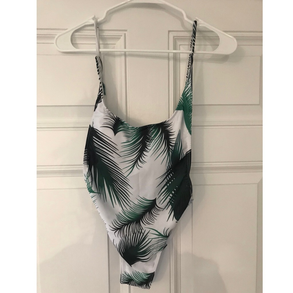 Green & White Leaf One Piece Swimsuit